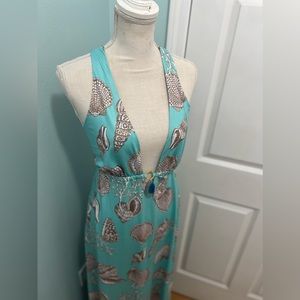 NWT Boston Proper Sea foam Green Beach seashell Bathing Suit coverup Maxi Dress